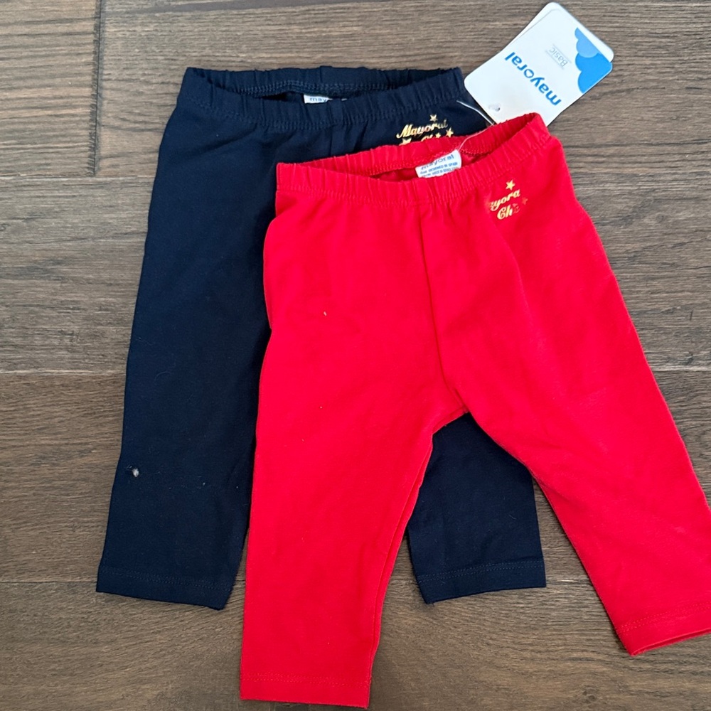Mayoral Kids Red and Navy Leggings